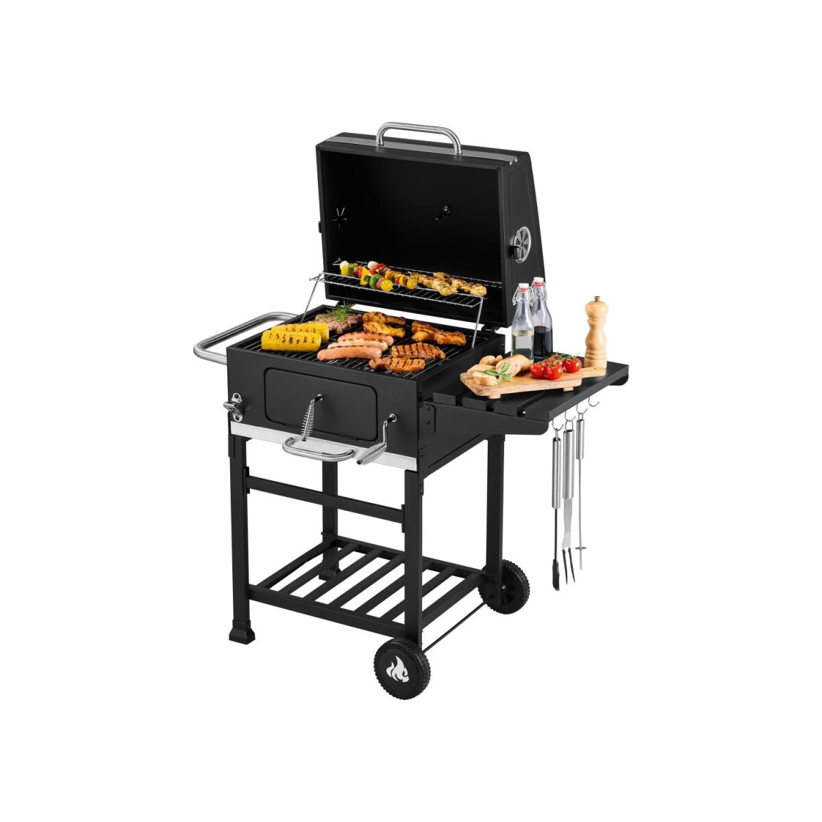 GRILLMEISTER Houtskool Comfort Grill »Kansas«, B 106,5 x H 103 x D 71 cm - B-keus, zo goed als nieuw