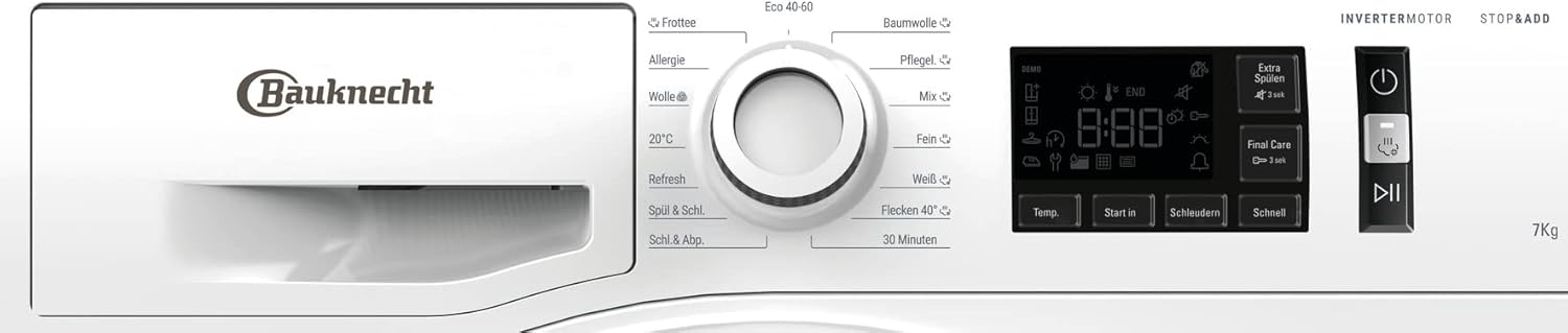 Bauknecht W Active 711 B wasmachine-voorlader/ 7 kg/ 1400 tpm/ Krachtige vlekverwijdering/ Stoomprogramma's/ Steam Hygiene met antivirus/ Steam Refresh/ Stop&Add-functie/ Dynamic Inverter-motor