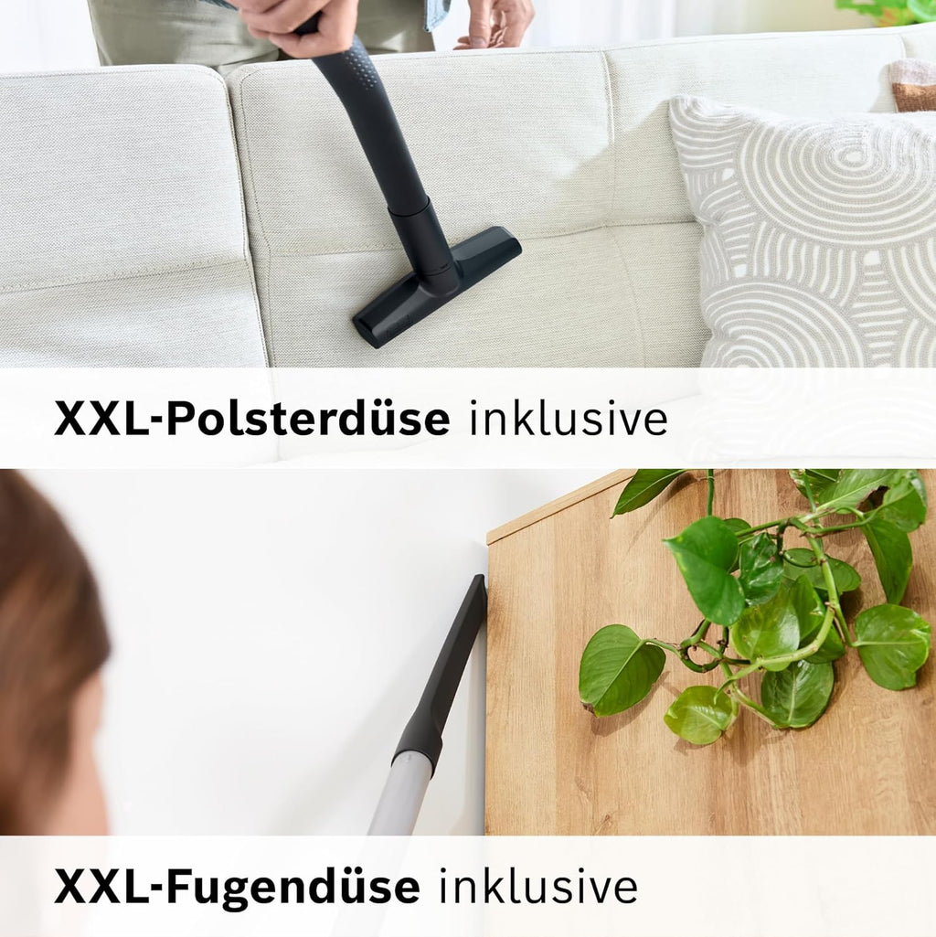 Bosch Stofzuiger met zak Serie 8 BGB75X494, sledestofzuiger, ideaal voor mensen met allergieën, hygiënefilter, vloermondstuk voor parket, tapijt, tegels, lange kabel, stil, 650 W, blauw
