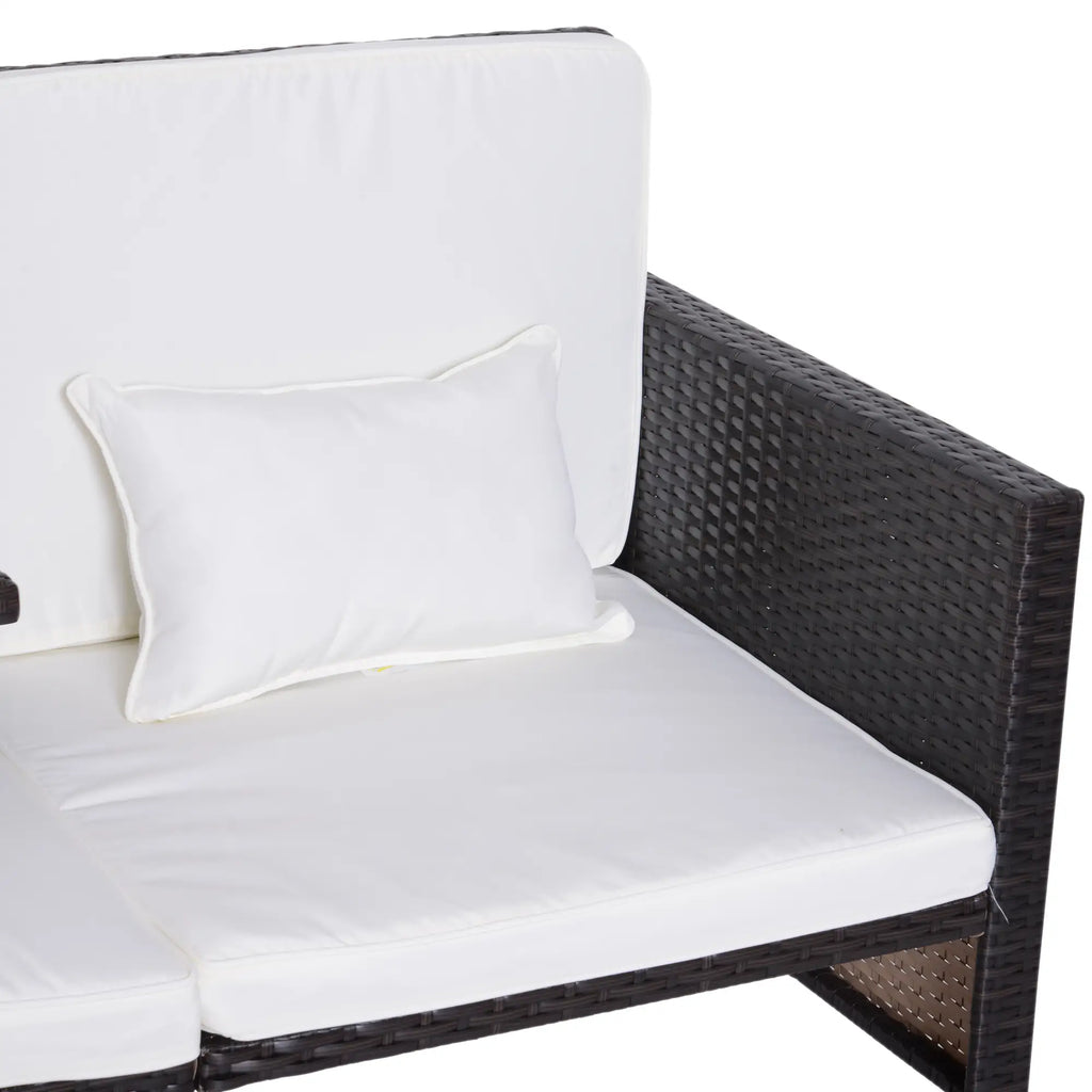 Outsunny polyrattan tuinset 3-delig met poef kussens outdoor