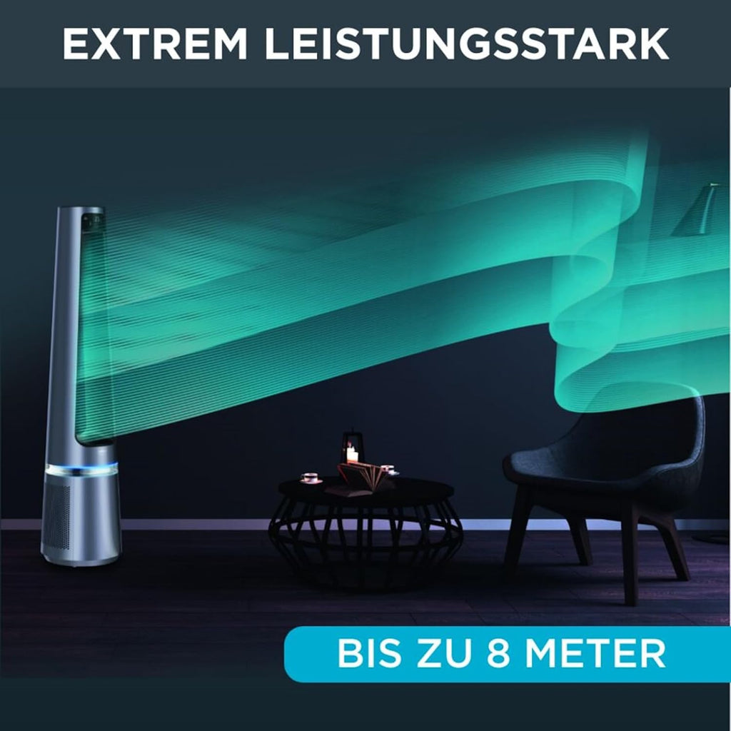 Rowenta QU5062 Eclipse 3in1 Luchtreiniger, ventilator, kachel, filtert 99,9% van de deeltjes, voor kamers tot 30 m2, snelle verwarming tot 35°C, automatische dag- en nachtmodus, zwart/grijs