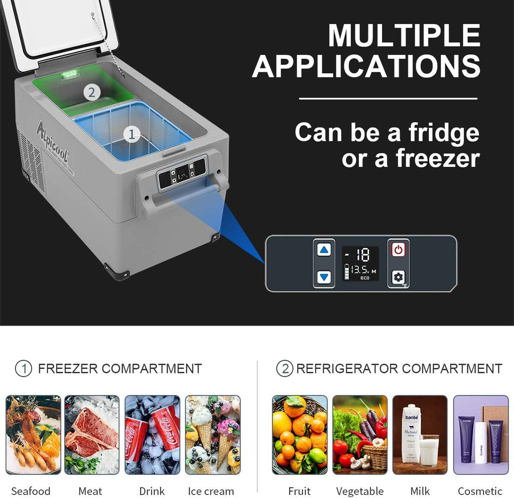 Alpicool CF55 55 Liter Koelbox 12V Draagbare Mini Koelkast Elektrische Vriesbox Kleine Vrieskist voor Auto, Camping, Vrachtwagen, Boot en Stopcontact met USB-aansluiting, -20℃ tot 20℃