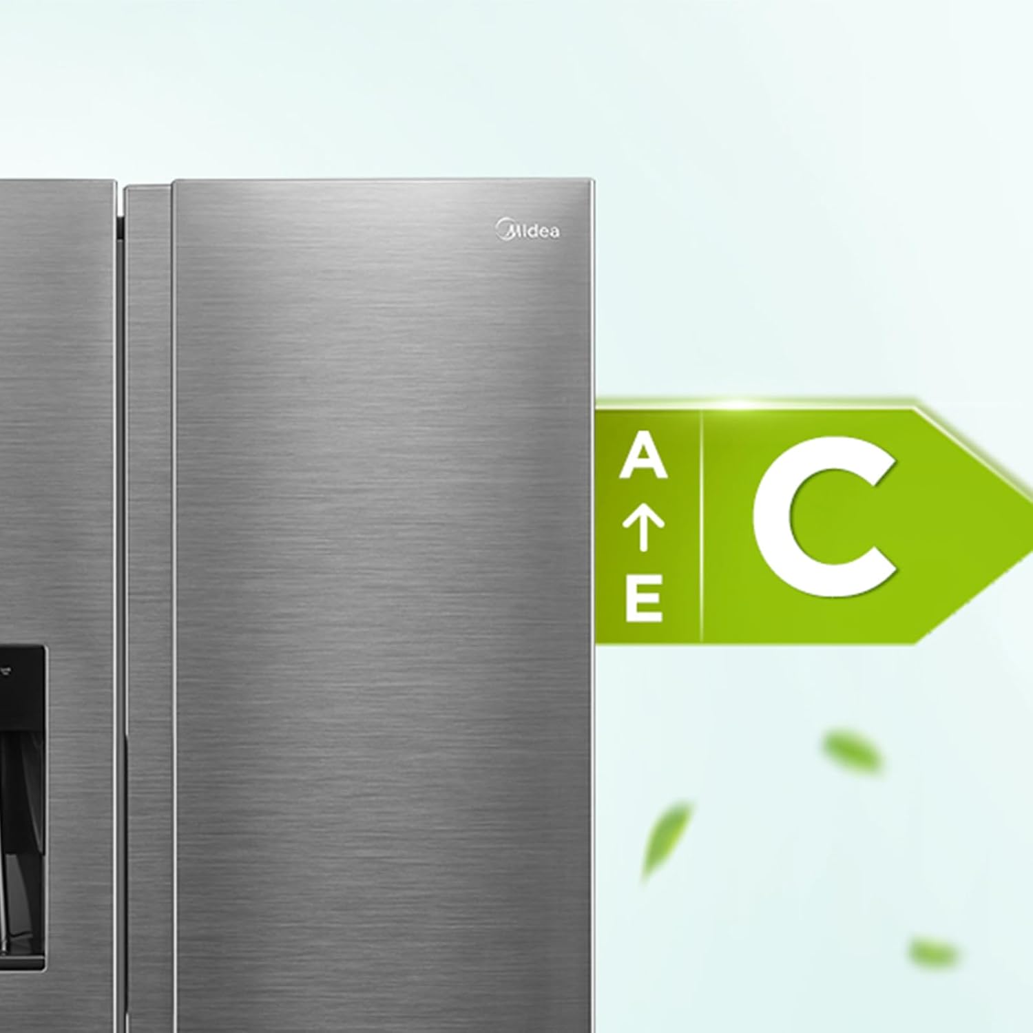 Midea KS-DDX 6.32 WT Amerikaanse koelkast/178,8 cm hoogte/254 kWh/jaar/No Frost/Dual Inverter Compressor/met 3-in-1 water-/ijsdispenser en watertank, Dark Inox