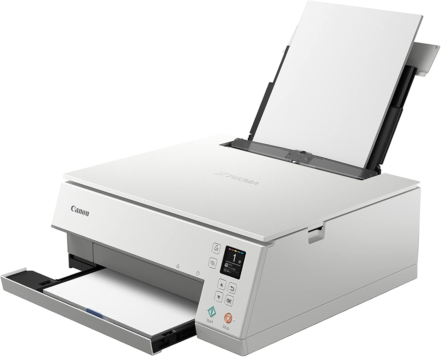 Canon PIXMA TS6350a printer, kleureninkjet multifunctioneel apparaat DIN A4 (fotoprinter, scanner, kopieerapparaat, OLED, 4.800x1.200 dpi, USB, WLAN, 5 afzonderlijke inkten, dubbelzijdig afdrukken, 2 papierladen), zwart