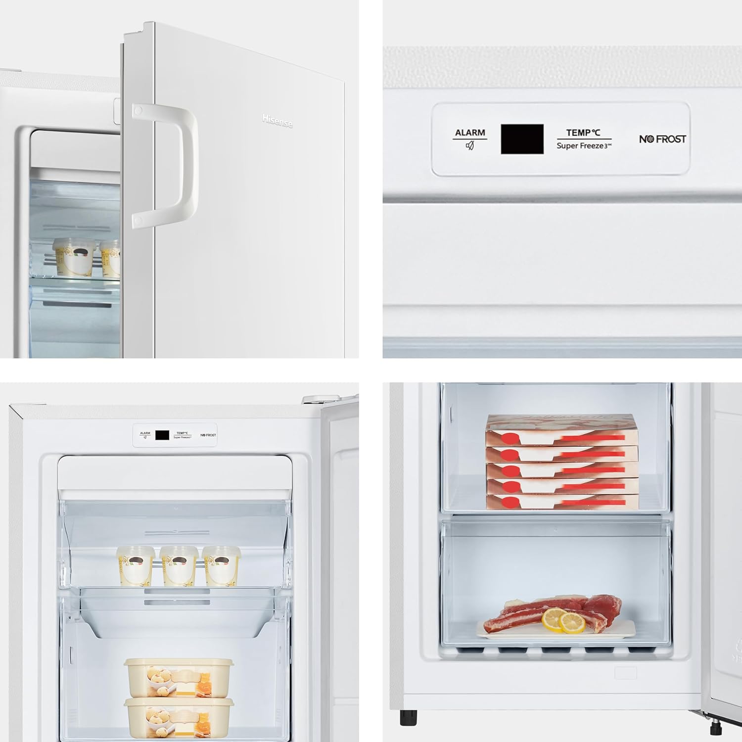 Hisense FV191N4AW2 Vriezer/ TotalNoFrost/ SuperFreeze/ Deuralarm/ Multiflow 360°/ BigBox/ 143,4 cm/ Vriesgedeelte 147 l/ 41 dB/ 205 kWh/Wit