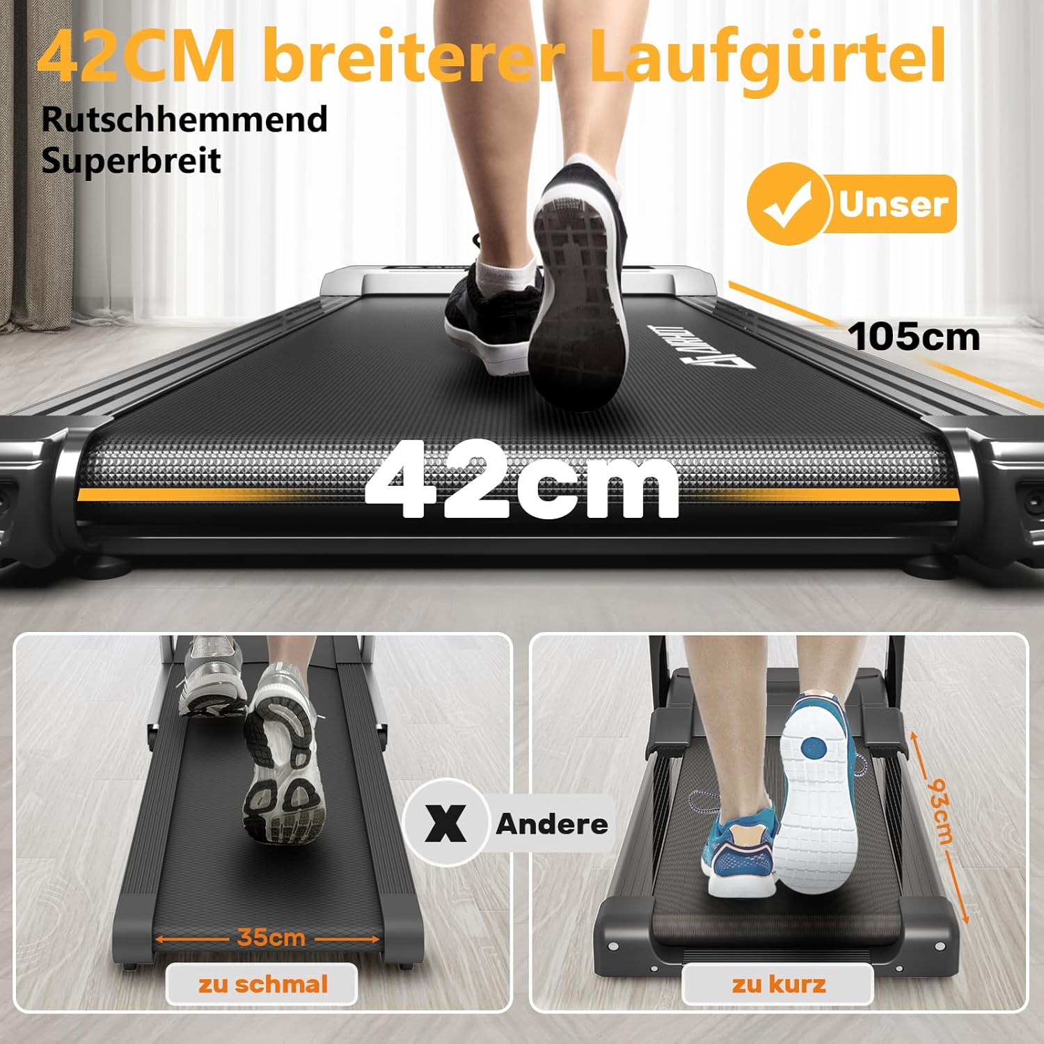 Loopband voor thuis-AIRHOT, 2,5 pk Walking Pad, loopband onder bureau met afstandsbediening en LED-display, maximale snelheid van 6 km/u OF 12 km/u. Compacte loopband voor thuis of op kantoor