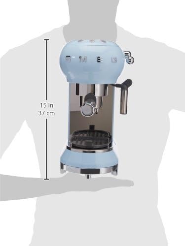 Smeg, ECF01WHEU Manual Espresso -Maschine, Cappuccino -System, Thermoblock, große Tassengehäuse und Doppelkaffeefunktion, 1 l Wassertank, kompakte Abmessungen, 1350W, Weiß