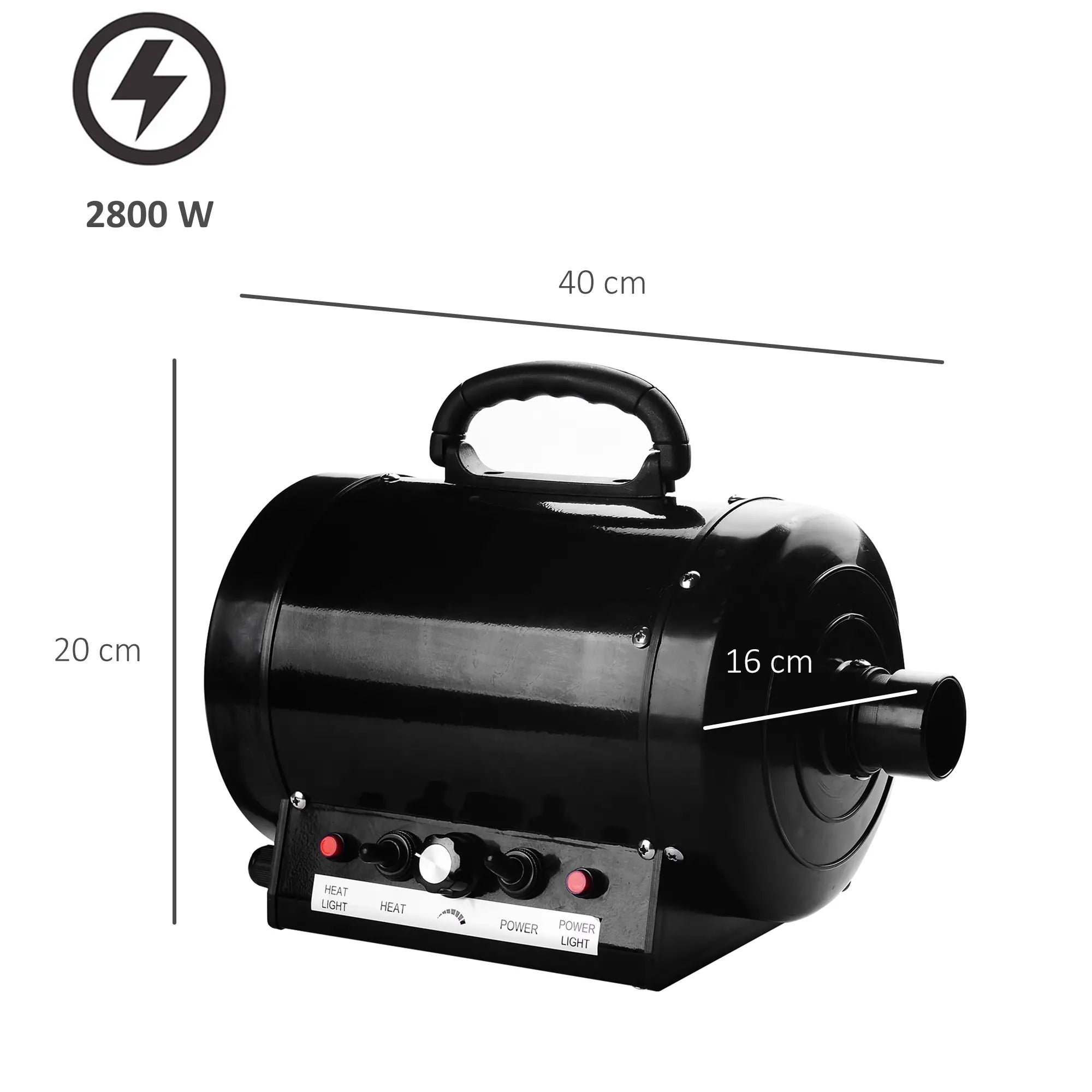 PawHut hondenfohn 2800W stil traploos instelbaar