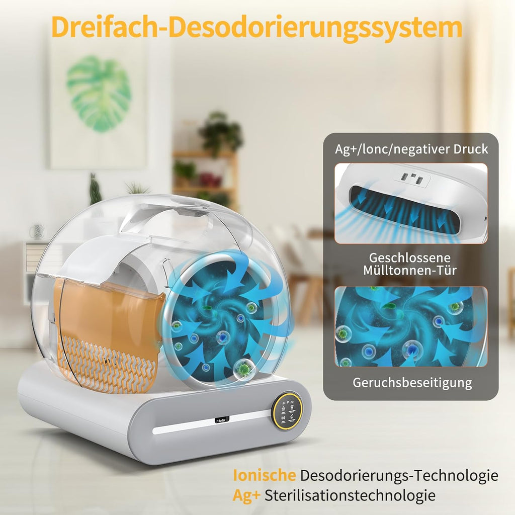 Zelfreinigende kattenbak Groot XXL 68L, Automatische kattenbak met afvalzakken, Lage instap met APP-bediening Elektrische kattenbak, voor 2 katten Zelfreinigende kattenbak
