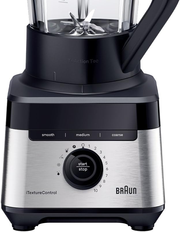 Braun PowerBlend 9 JB9040 Krachtige Blender – Blender met Tritan kan, 18 mixprogramma's, 10 snelheden + pulsfunctie, hete soepfunctie, reinigingsprogramma, uitschenktuit, 1600 W, Zwart