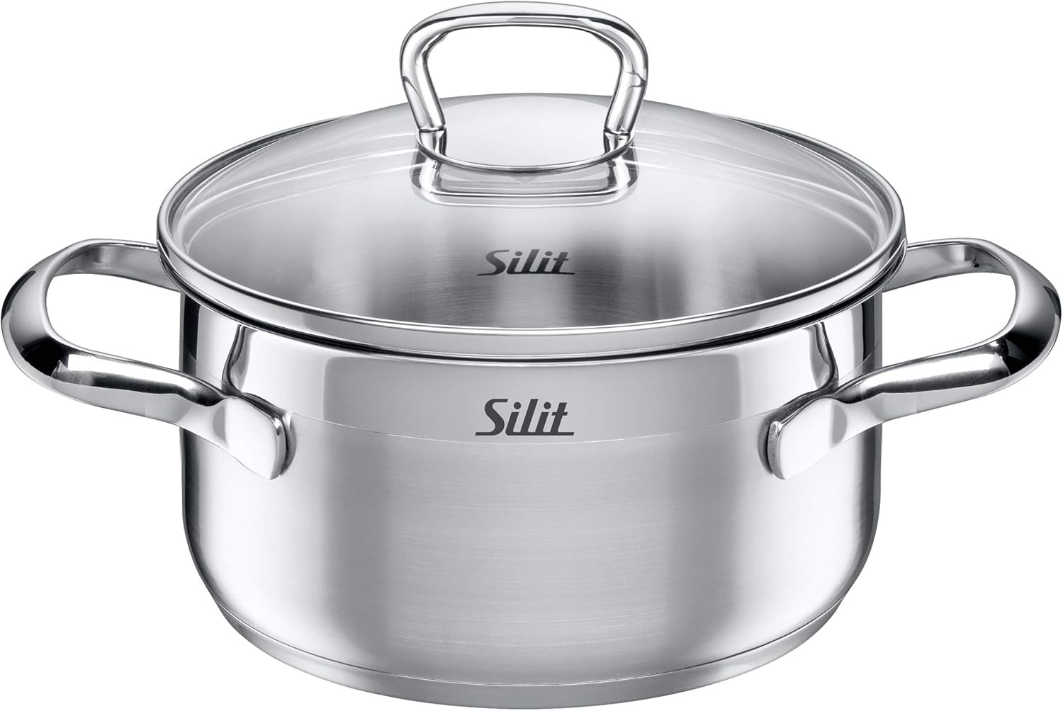 Silit Toskana pannenset inductiegeschikt 10-delig, kookpannenset met glazen deksel, inductiekookpannen, melkpan, stoompan, koekenpan, roestvrij staal deels mat, inductie pannen set ongecoat