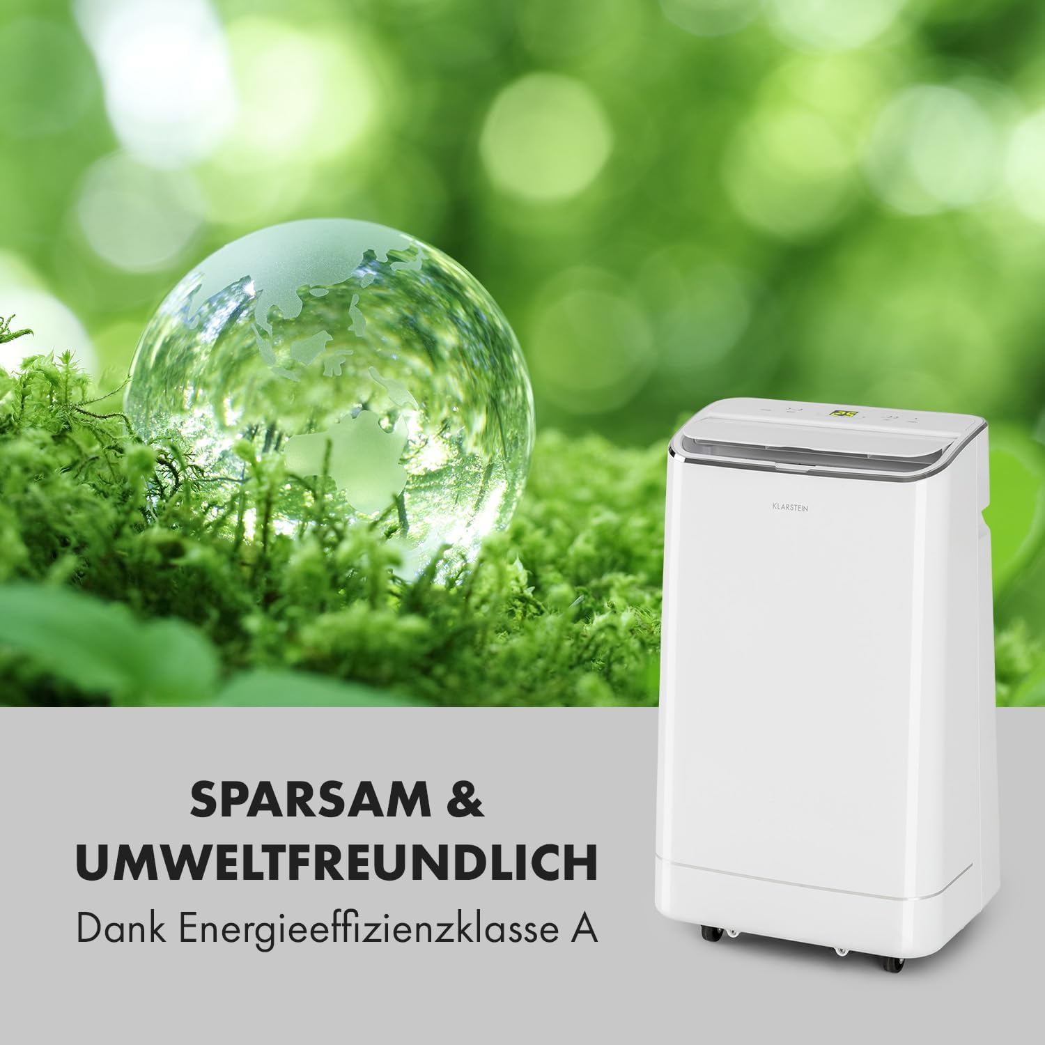 Klarstein Mobiele Airconditioning met Afvoerslang, 3-in-1 Airco met Ventilator, Luchtontvochtiger & Nachtmodus, Kleine & Draagbare Airco voor Thuis & Kantoor, 12000 BTU Laag Verbruik