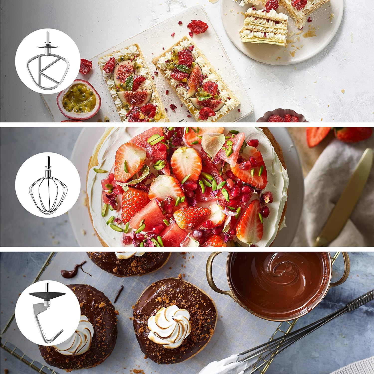 Kenwood Titanium Chef Baker KVL85.424SI Keukenmachine met geïntegreerde weegschaal, incl. 4-delige patisserie set, 7 L en 5 L mengkom, traploze snelheidsregeling, 1200 W, zilver
