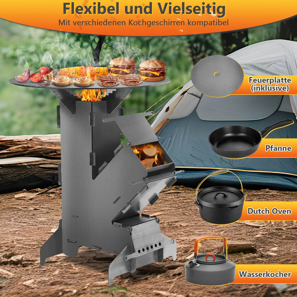 Sonnewelt Raketenofen Fire Gusseisen Stove Grillplatte