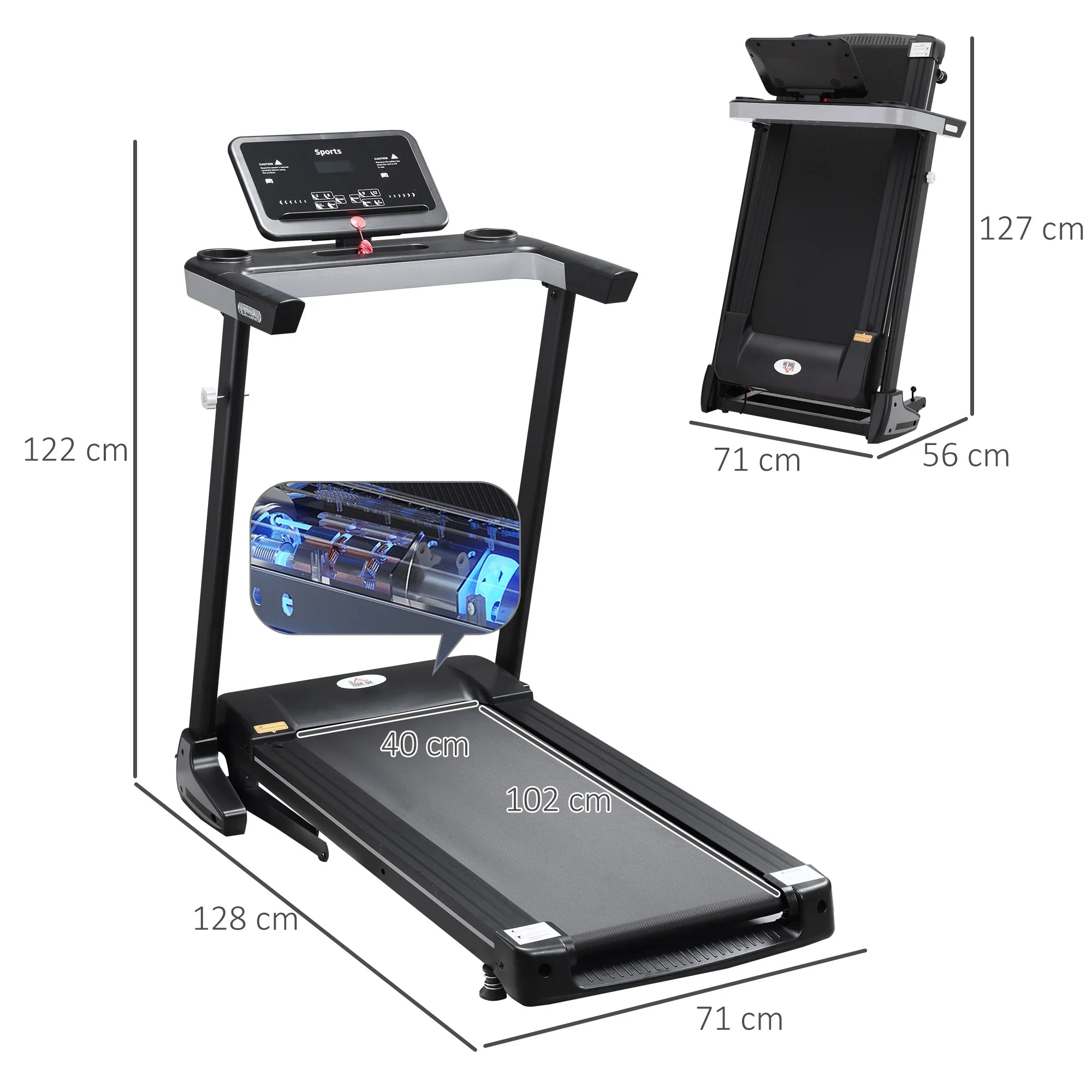 HOMCOM elektrisch loopband opvouwbaar lcd-scherm 12 programma's