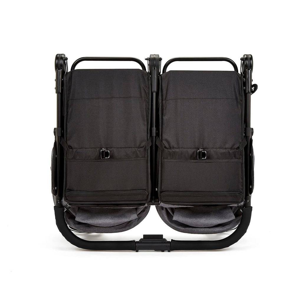 Venus Max Duo Buggy - geschikt vanaf de geboorte tot 15 kg (ongeveer 3 jaar), compacte, lichte, opvouwbare tweelingbuggy, inclusief regenhoes en voetenzak (Biscuit)