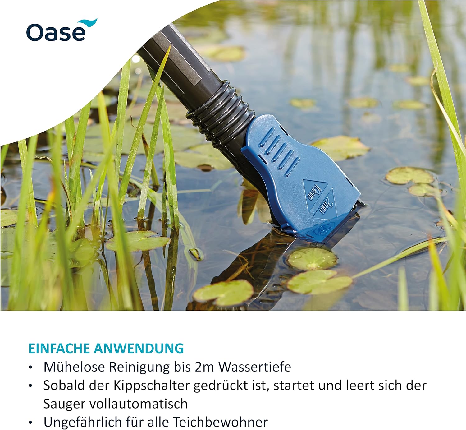 Oase 50529 PondoVac Classic, 1400 W, 3000 l/u - Vijverslibzuiger, reiniging en waterbehandeling incl. 4 zuigmonden voor vijvers van alle soorten en huishoudelijk gebruik