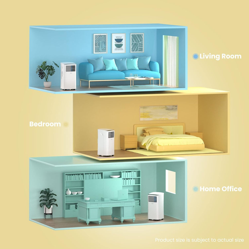 Comfee Mobiele Airco MPPH-09CRN7, 9000 BTU 2,6kW, Koelen&Ventileren&Ontvochtigen, Ruimtegrootte tot 88m³(33㎡), Mobiele Airconditioner met Afvoerslang