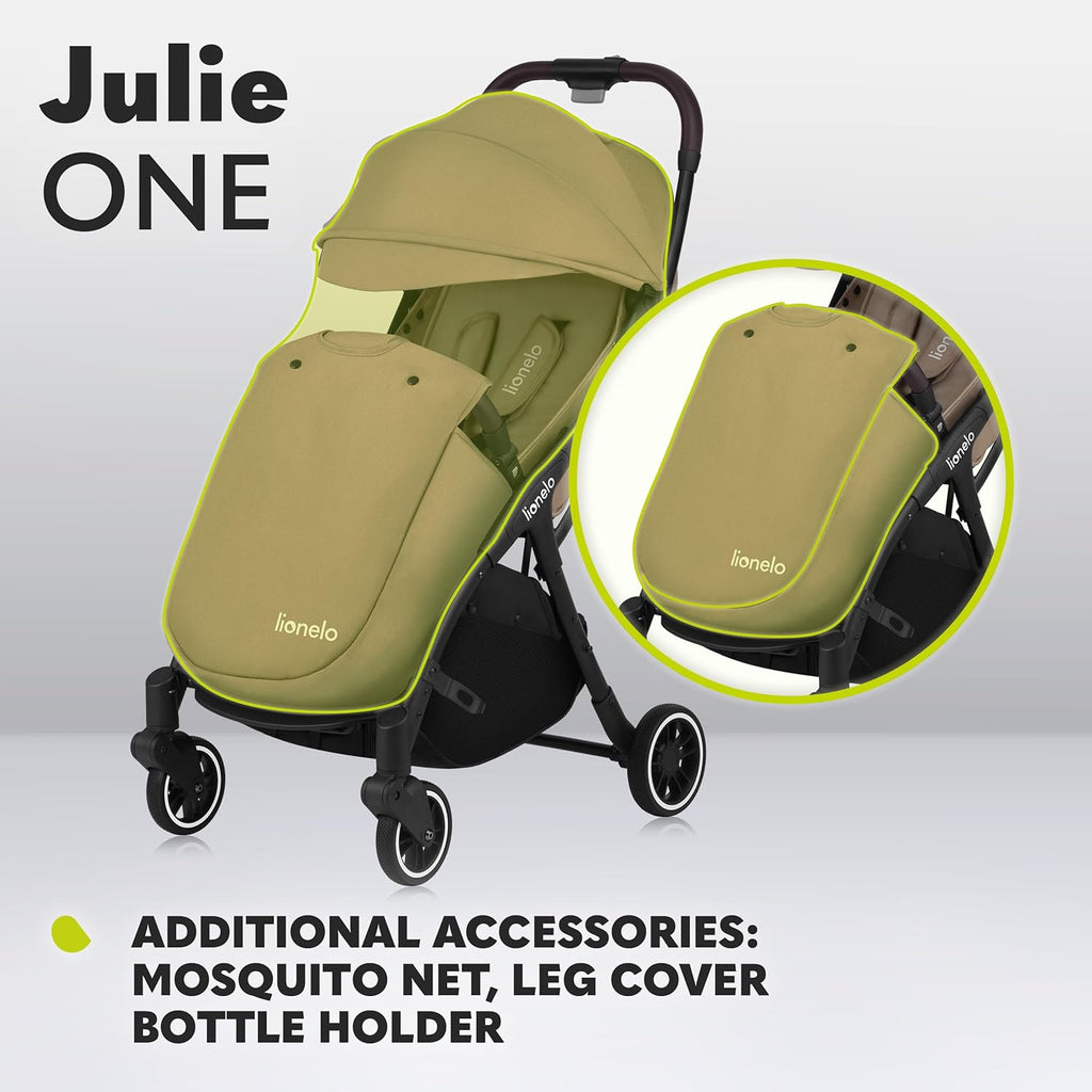 LIONELO Julie One Buggy kinderwagen tot 22 kg, verstelbare rugleuning en voetsteun, muskietennet, beenwarmers, bekerhouder en draagtas, inklapbaar