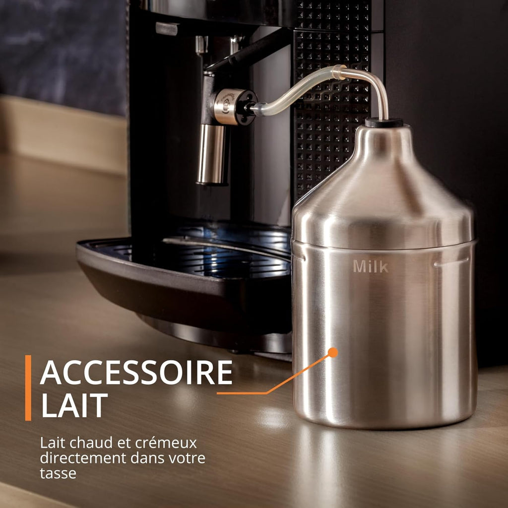 Krups Essential volautomatische espressomachine met melkslang, 2-kopsfunctie, LCD-display, eenvoudige reiniging, koffiezetapparaat, TÜV-keurmerk, zwart, EA816031