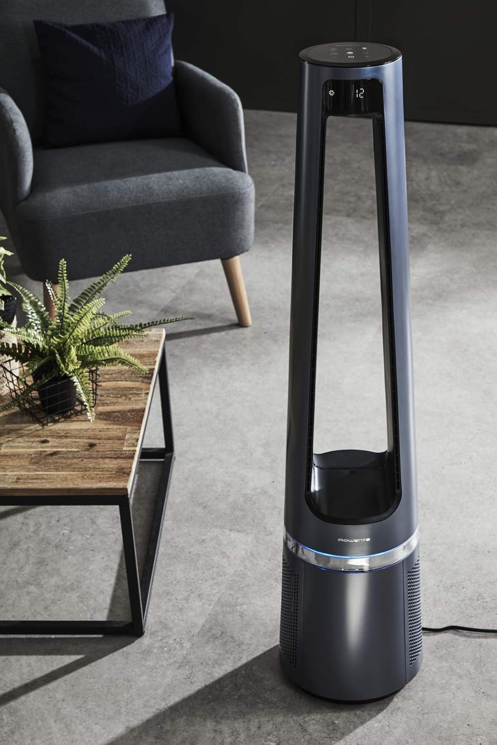 Rowenta QU5062 Eclipse 3-in-1 luchtreiniger | Heteluchtkachel | Ventilator | filtert 99,9% van de deeltjes | voor ruimtes tot 30 m2 | snelle verwarming tot 35°C | automatische dag- en nachtmodus | Zwart/Grijs