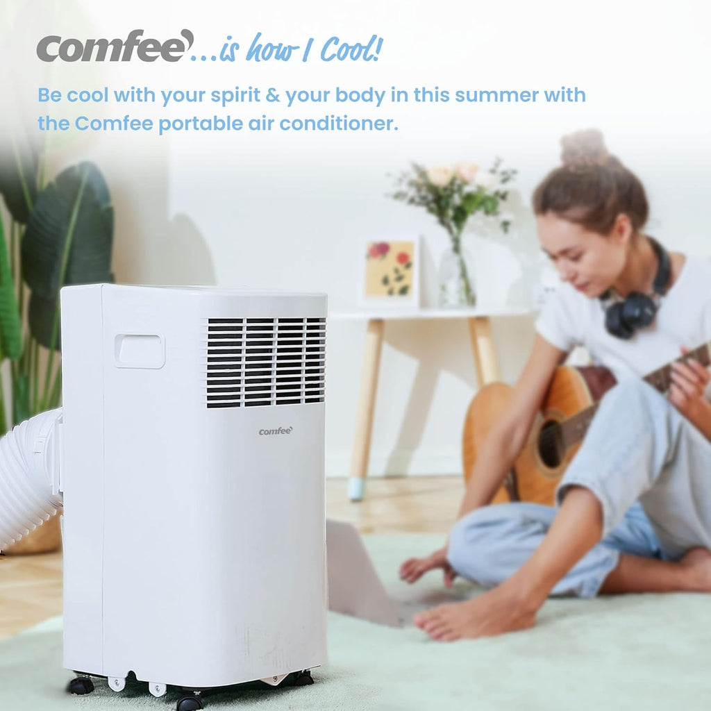Comfee Mobiele Airco MPPH-09CRN7, 9000 BTU 2,6kW, Koelen&Ventileren&Ontvochtigen, Ruimtegrootte tot 88m³(33㎡), Mobiele Airconditioner met Afvoerslang