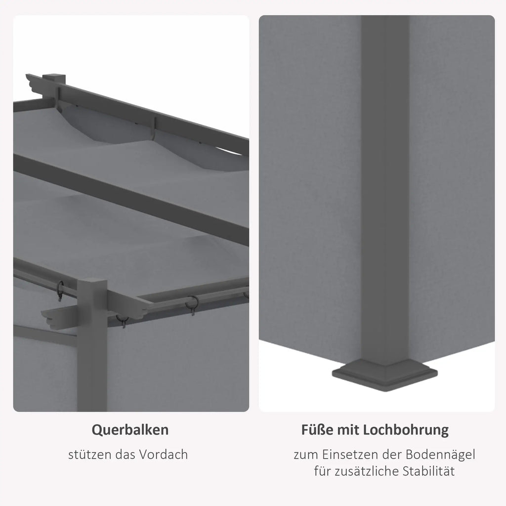 Outsunny Pergola met uitschuifbaar dak en kabelsysteem
