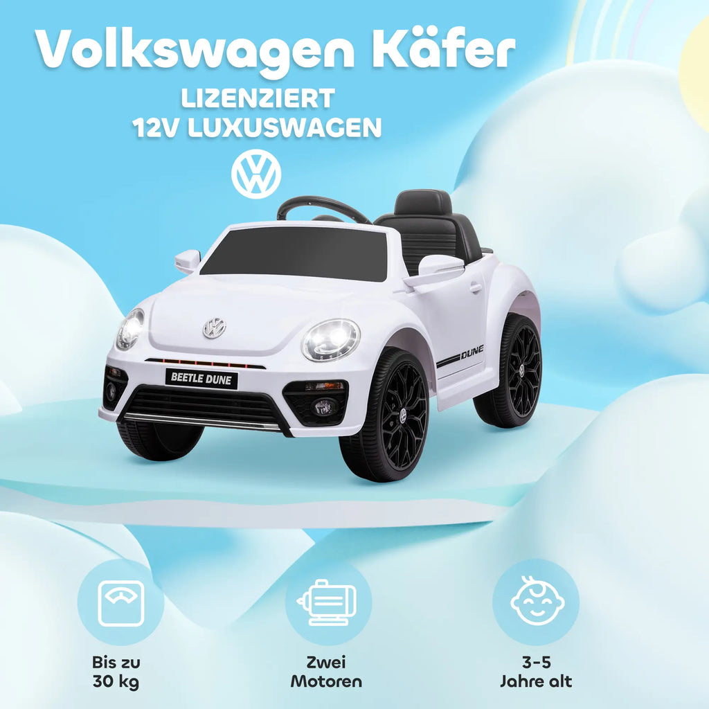 AIYAPLAY Kinder elektrische auto 12V met afstandsbediening Wit