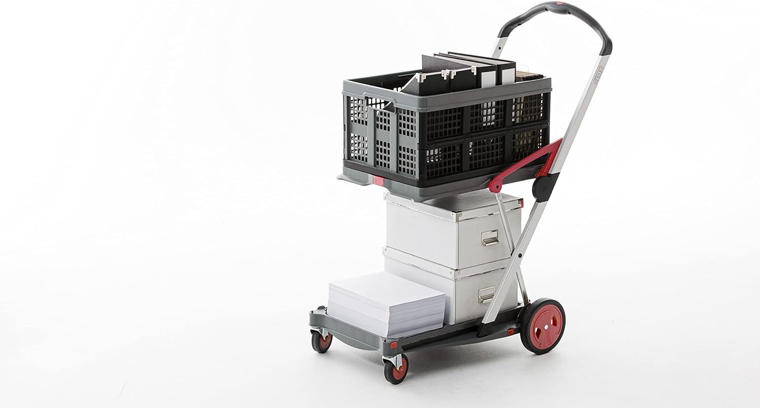 Vielseitig einsetzbare, funktionale, zusammenklappbare Karren | Mobiler Klappwagen | Einkaufswagen mit Aufbewahrungskiste (schwarz)