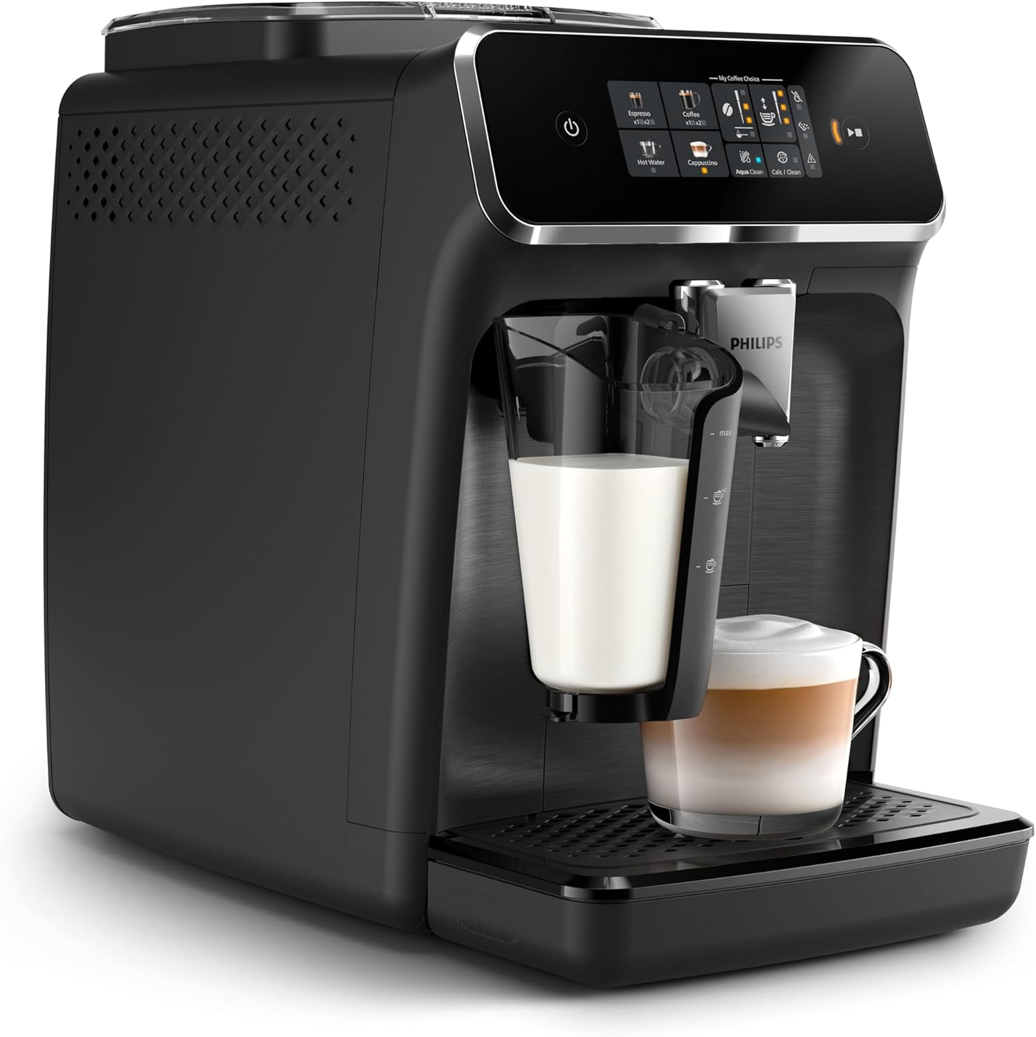 Philips Serie 2200 Espressomachine – Klassieke Melkopschuimer, Intuïtief Touchdisplay, mat Zwart (EP2220/10)