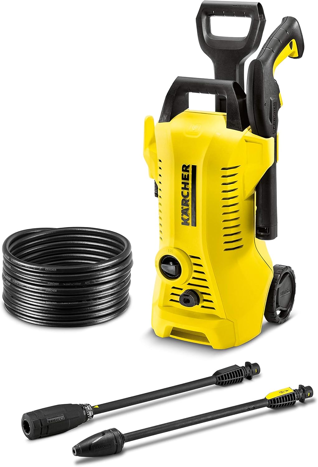 Kärcher hogedrukreiniger K Mini, licht en compact, druk: max. 110 bar, doorvoer: 360 l/u, oppervlak: 20 m²/u, gewicht: 3,93 kg, hogedrukpistool, vuilfrees, spuitlans, waterfilter, zwart, geel