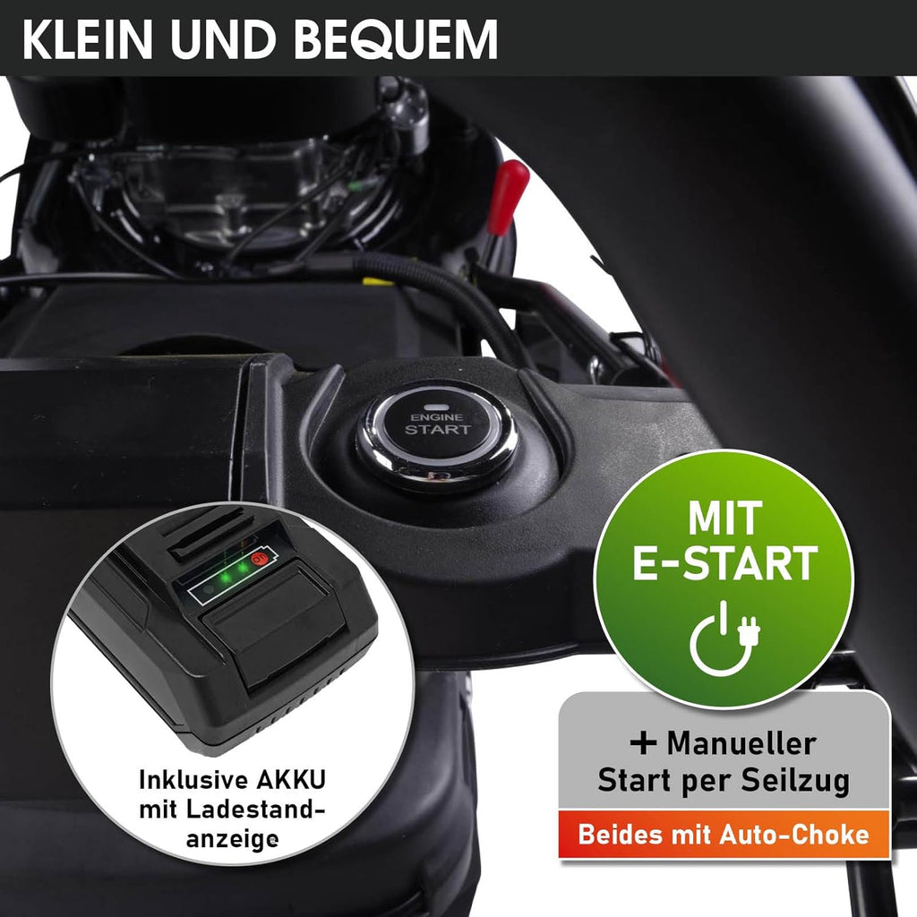 BRAST Benzine grasmaaier met aandrijving | 3,0 kW (4,1 pk) | Elektrische start | 41 cm maaibreedte | vele modellen | TÜV | 4-takt OHV-motor | 25-75 mm maaihoogte | 40 L opvangbak | Stalen behuizing | 16145 Estart