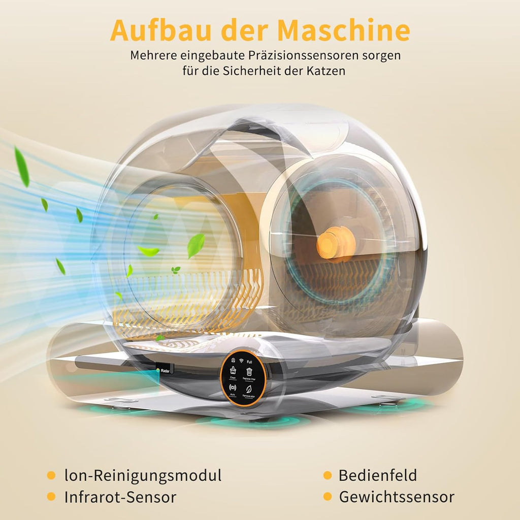 Zelfreinigende kattenbak Groot XXL 68L, Automatische kattenbak met afvalzakken, Lage instap met APP-bediening Elektrische kattenbak, voor 2 katten Zelfreinigende kattenbak
