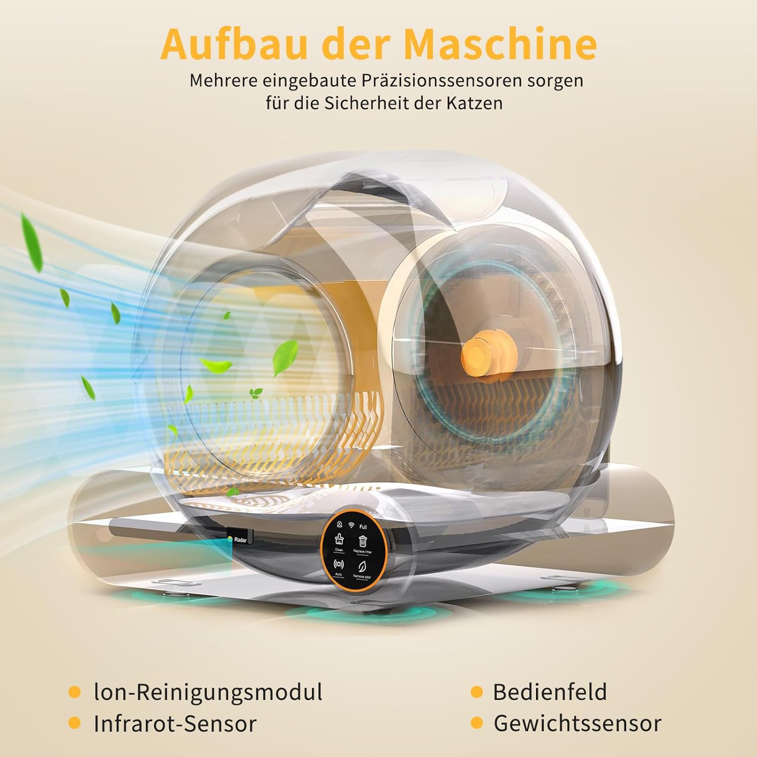 Zelfreinigende kattenbak Groot XXL 68L, Automatische kattenbak met afvalzakken, Lage instap met APP-bediening Elektrische kattenbak, voor 2 katten Zelfreinigende kattenbak