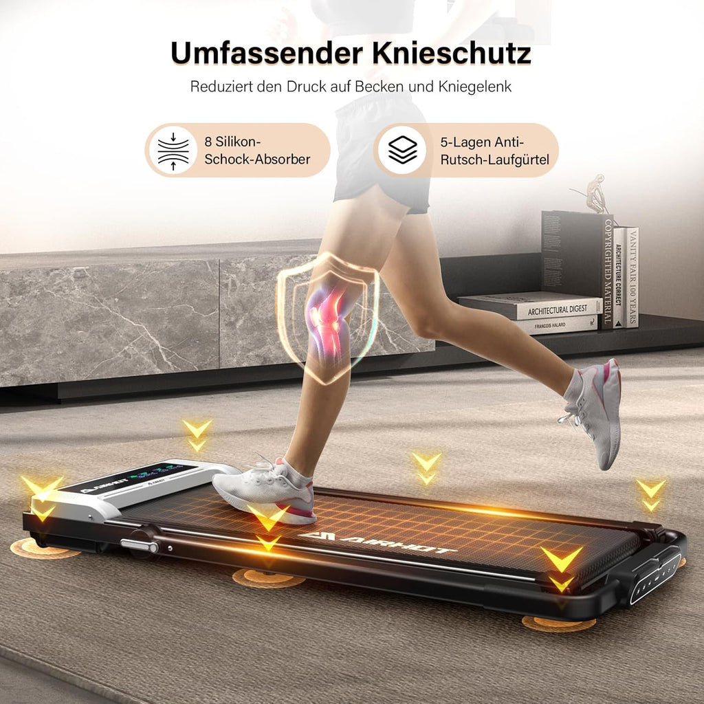 Loopband voor thuis-AIRHOT, 2,5 pk Walking Pad, loopband onder bureau met afstandsbediening en LED-display, maximale snelheid van 6 km/u OF 12 km/u. Compacte loopband voor thuis of op kantoor
