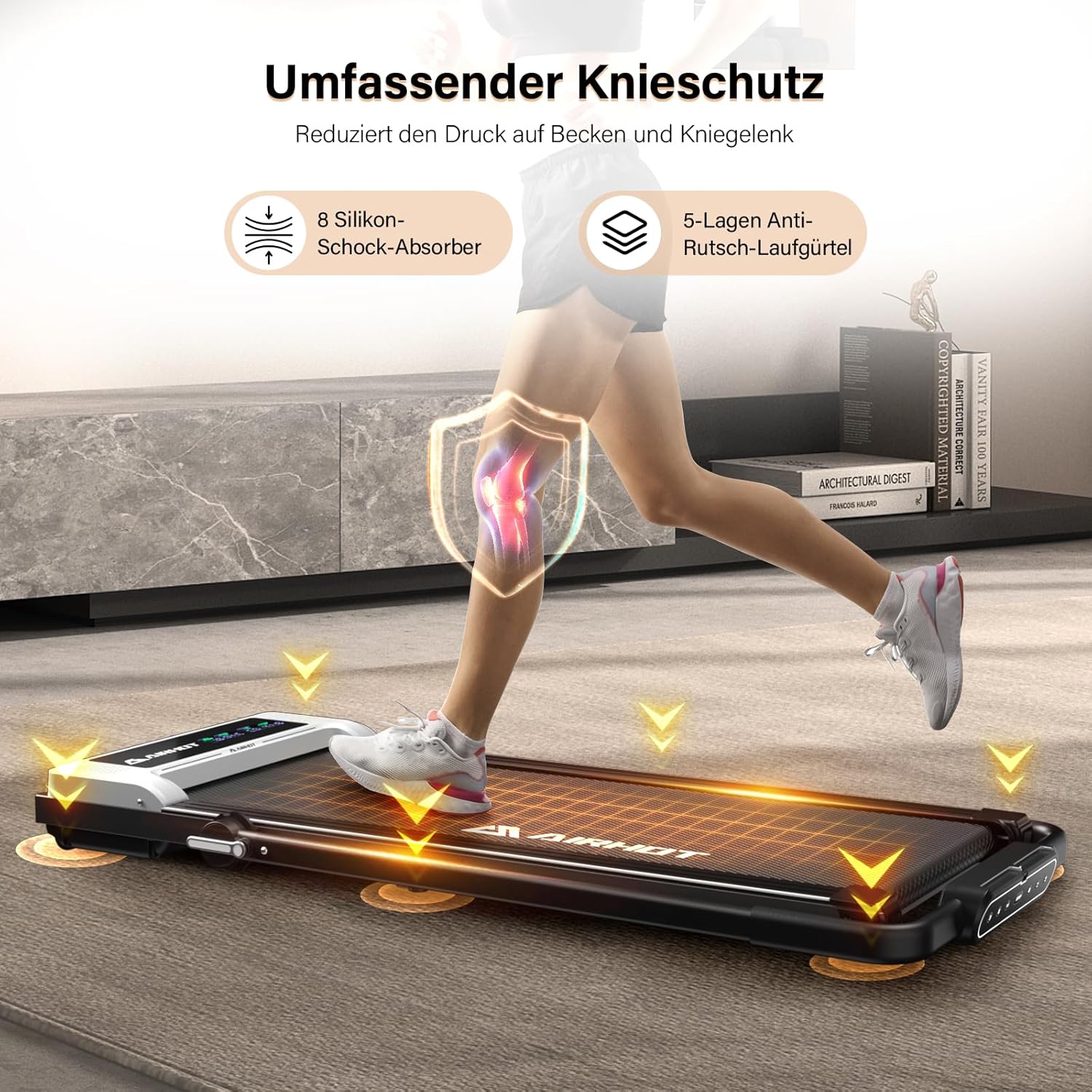 Loopband voor thuis-AIRHOT, 2,5 pk Walking Pad, loopband onder bureau met afstandsbediening en LED-display, maximale snelheid van 6 km/u OF 12 km/u. Compacte loopband voor thuis of op kantoor