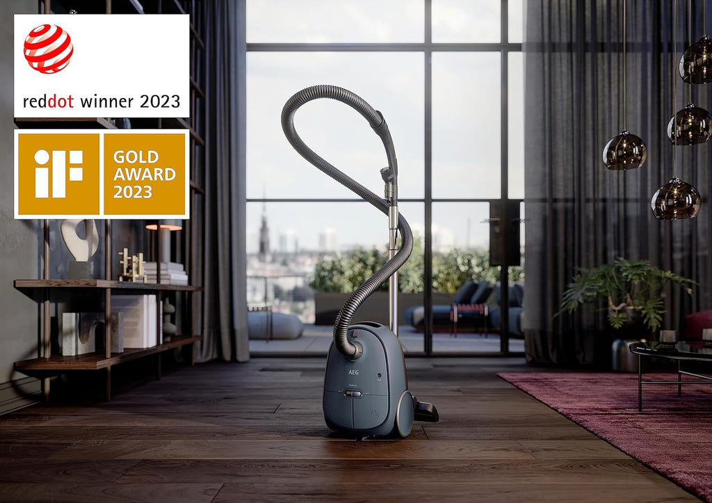 AEG CLEAN 6000 AB61C2DB stofzuiger met zak / hoge zuigkracht / incl. meubelmondstuk / 50% gerecycled plastic / ideaal voor huisdiereigenaren / reiniging van bekleding / 12 m snoer / 750 W / Blauw