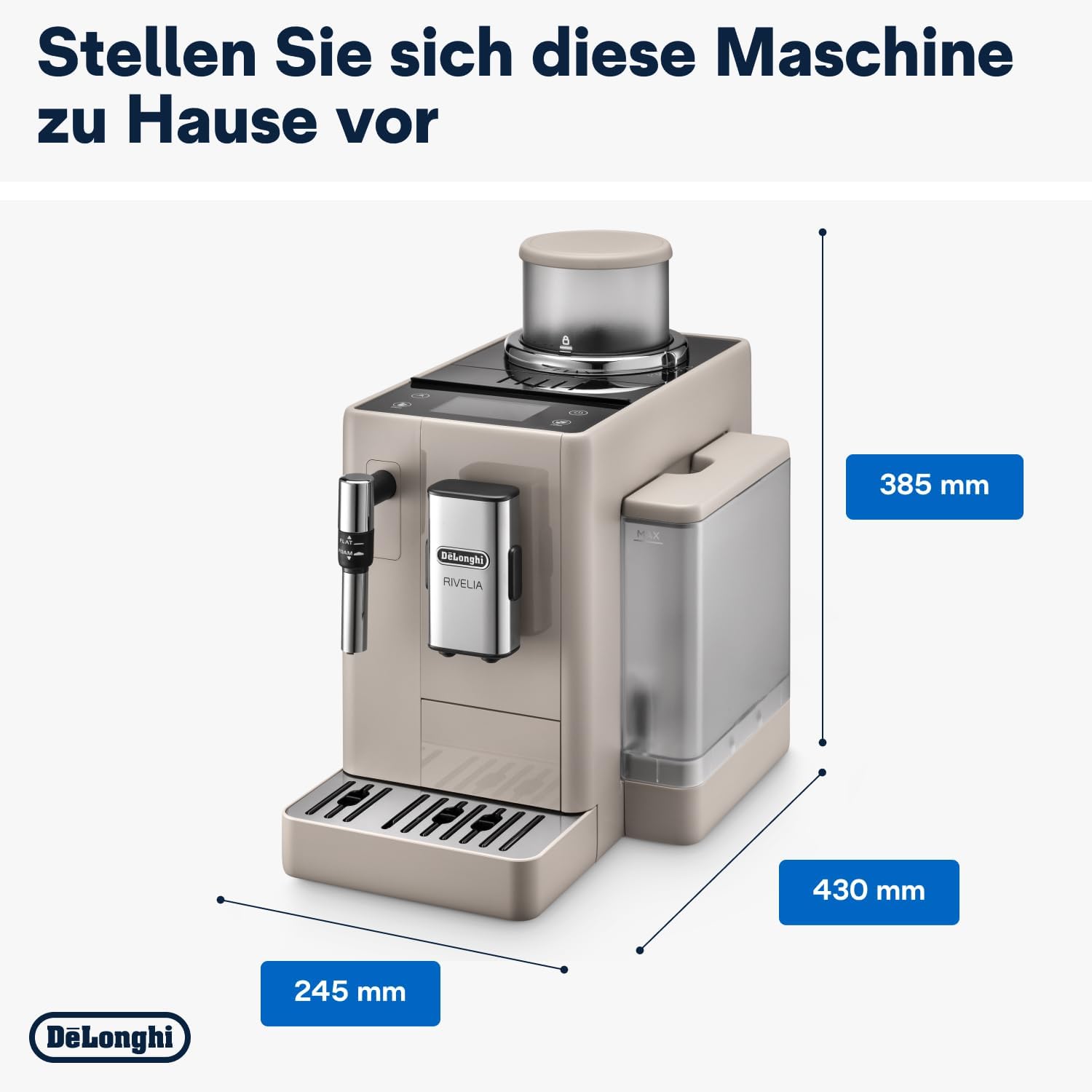 De'Longhi Rivelia EXAM440.55.W volautomatische espressomachine met LatteCrema-melksysteem, verwisselbaar bonenreservoir, 16 koffie- en melkdranken met één druk op de knop, Extra-Shot-functie, 3,5 inch touchscreen, wit