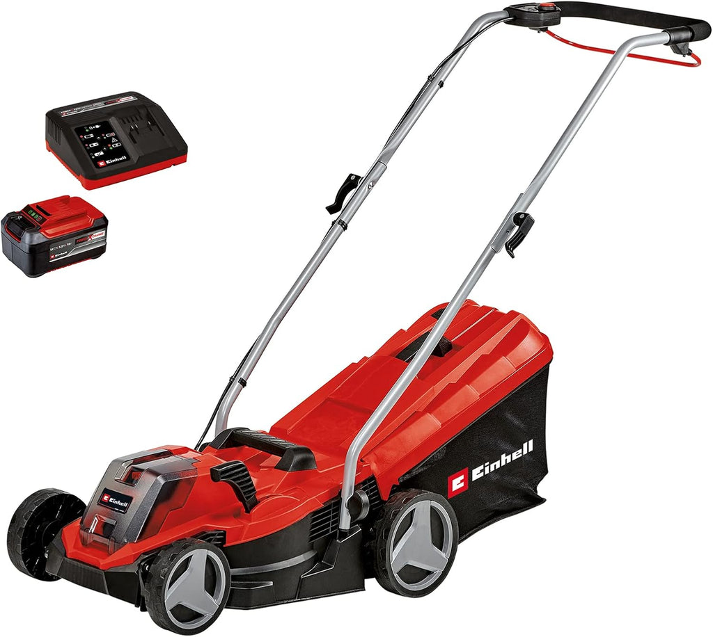 Einhell Accu-grasmaaier GE-CM 18/33 Li Kit Power X-Change (18 V, 33 cm maaibreedte, tot 200 m², borstelloos, 30L opvangzak, 25-65 mm maaihoogte, incl. 4,0 Ah accu + oplader)