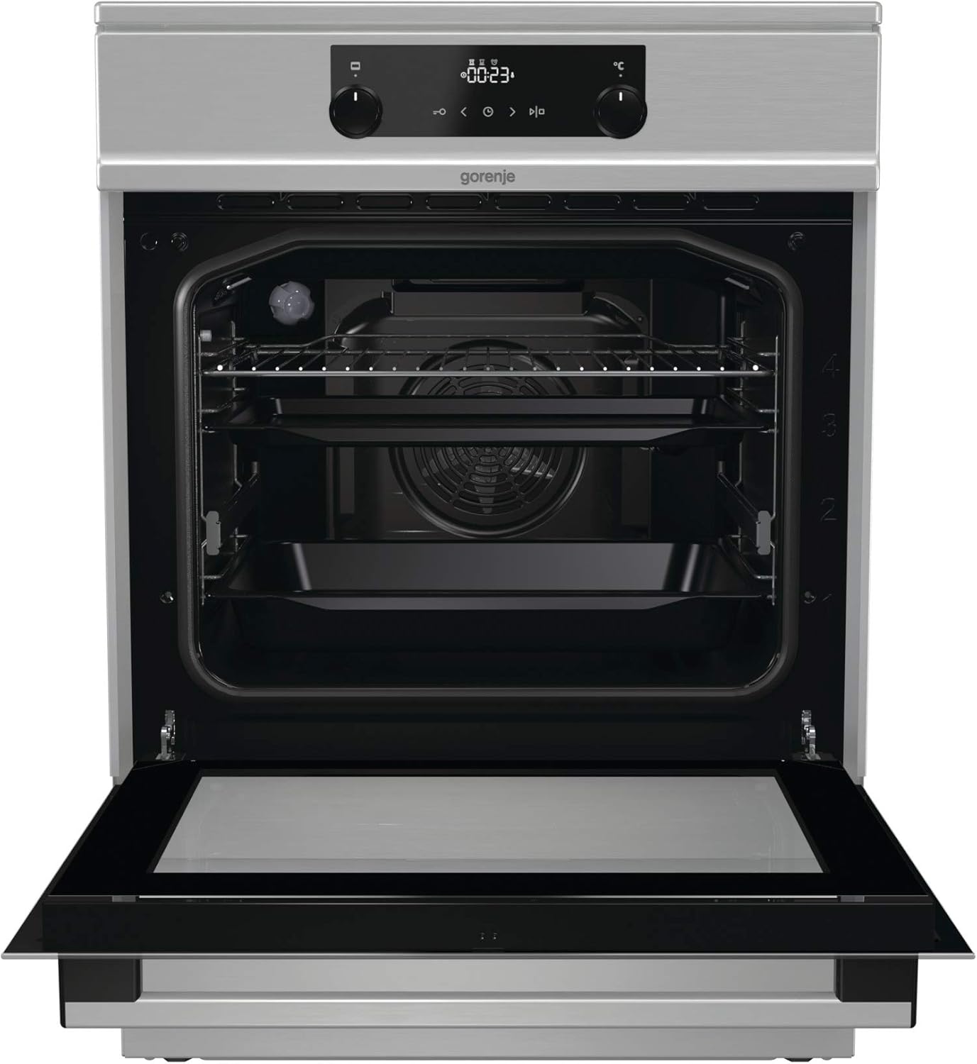 Gorenje GEIT5C61SPG vrijstaand fornuis met inductiekookplaat, 50 cm, 70 liter, zilver, PerfectGrill, AirFry, FrozenBake, Pizza Mode 300°C, AquaClean, Made in Europe, RVS