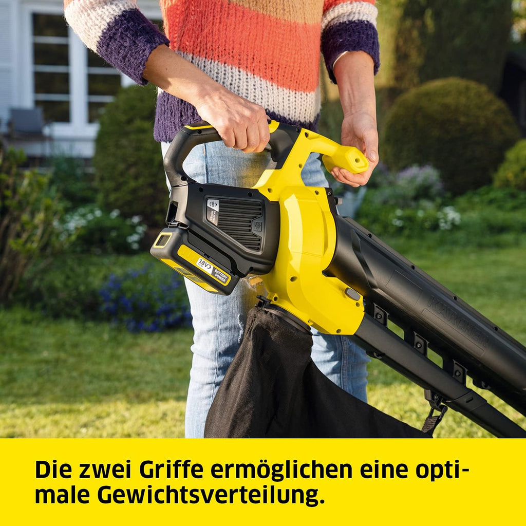 Kärcher 18 V accu bladblazer en -zuiger BLV 18-200 Battery Set, incl. 18 V/2,5 Ah accu en snellader, met mulchfunctie, luchtsnelheid: 200 km/u, opvangzak volume: 45 l, gewicht: 3,5 kg