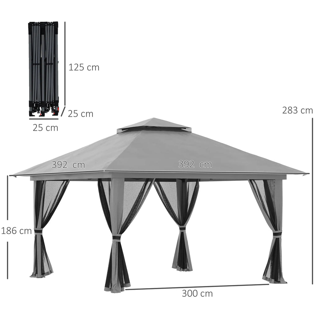 Outsunny Opvouwbare Partytent in hoogte verstelbaar UV50+ met Wieltjes