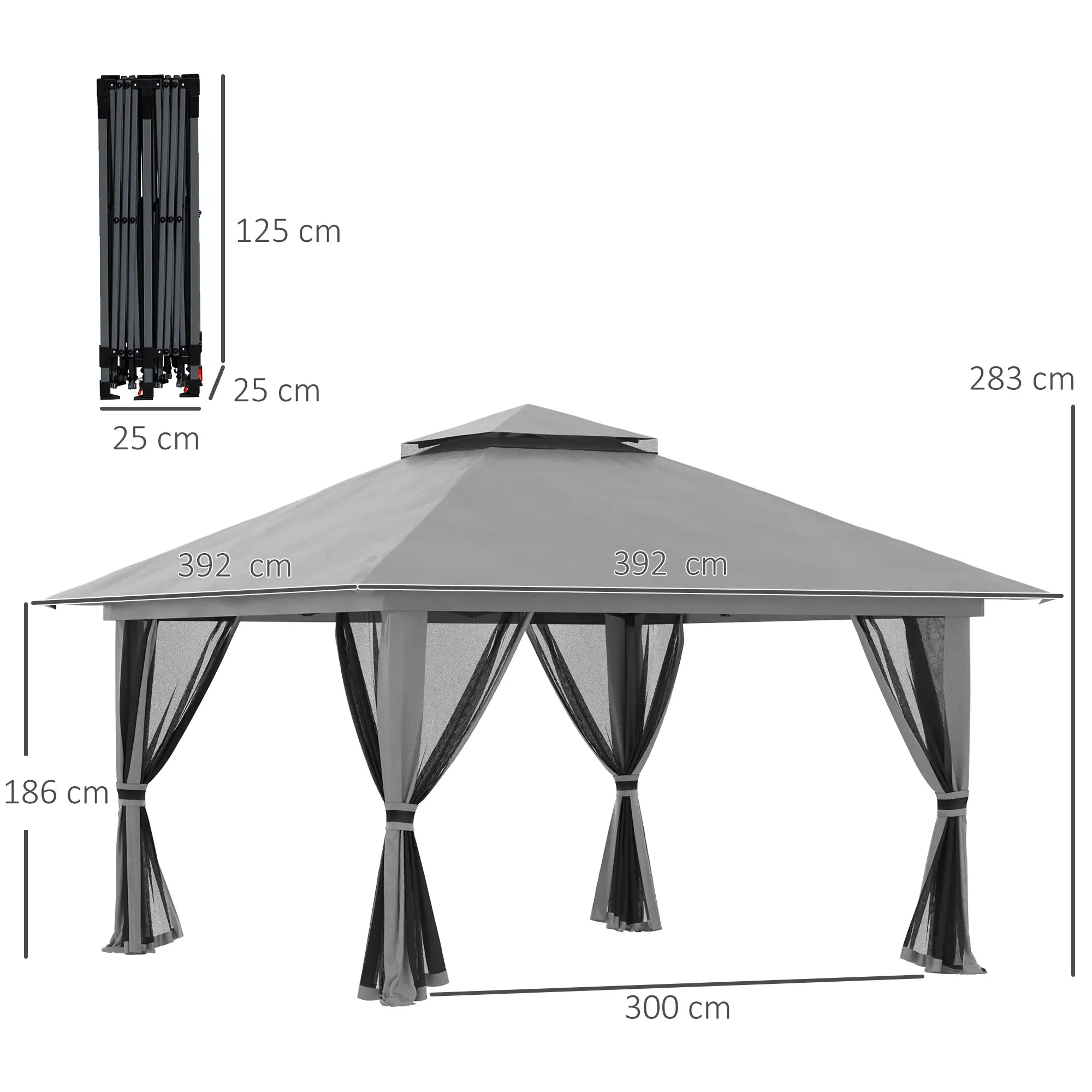 Outsunny Opvouwbare Partytent in hoogte verstelbaar UV50+ met Wieltjes