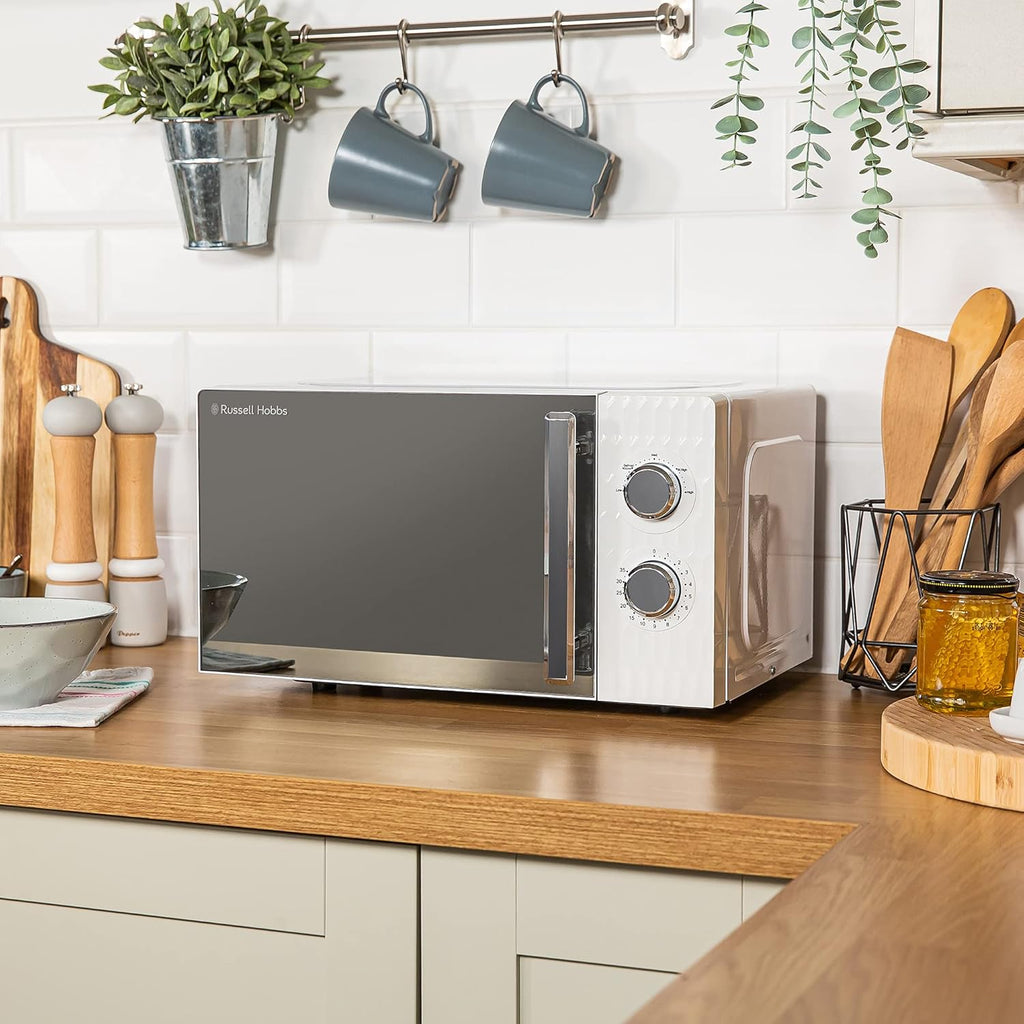 Russell Hobbs Honeycomb RHMM715G 17 liter 700 W grijs solo handmatige magnetron met 5 standen, geïntegreerde timer en ontdooifunctie