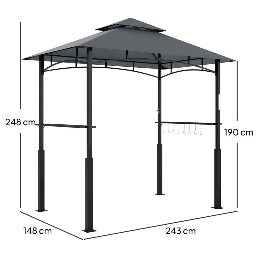 Outsunny Grillpaviljoen dubbellaags dak LED-verlichting