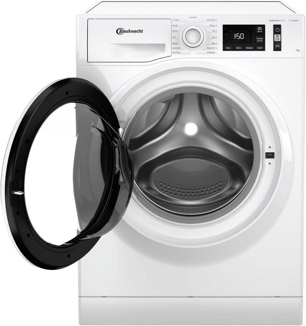 Bauknecht W Active 711 B wasmachine-voorlader/ 7 kg/ 1400 tpm/ Krachtige vlekverwijdering/ Stoomprogramma's/ Steam Hygiene met antivirus/ Steam Refresh/ Stop&Add-functie/ Dynamic Inverter-motor