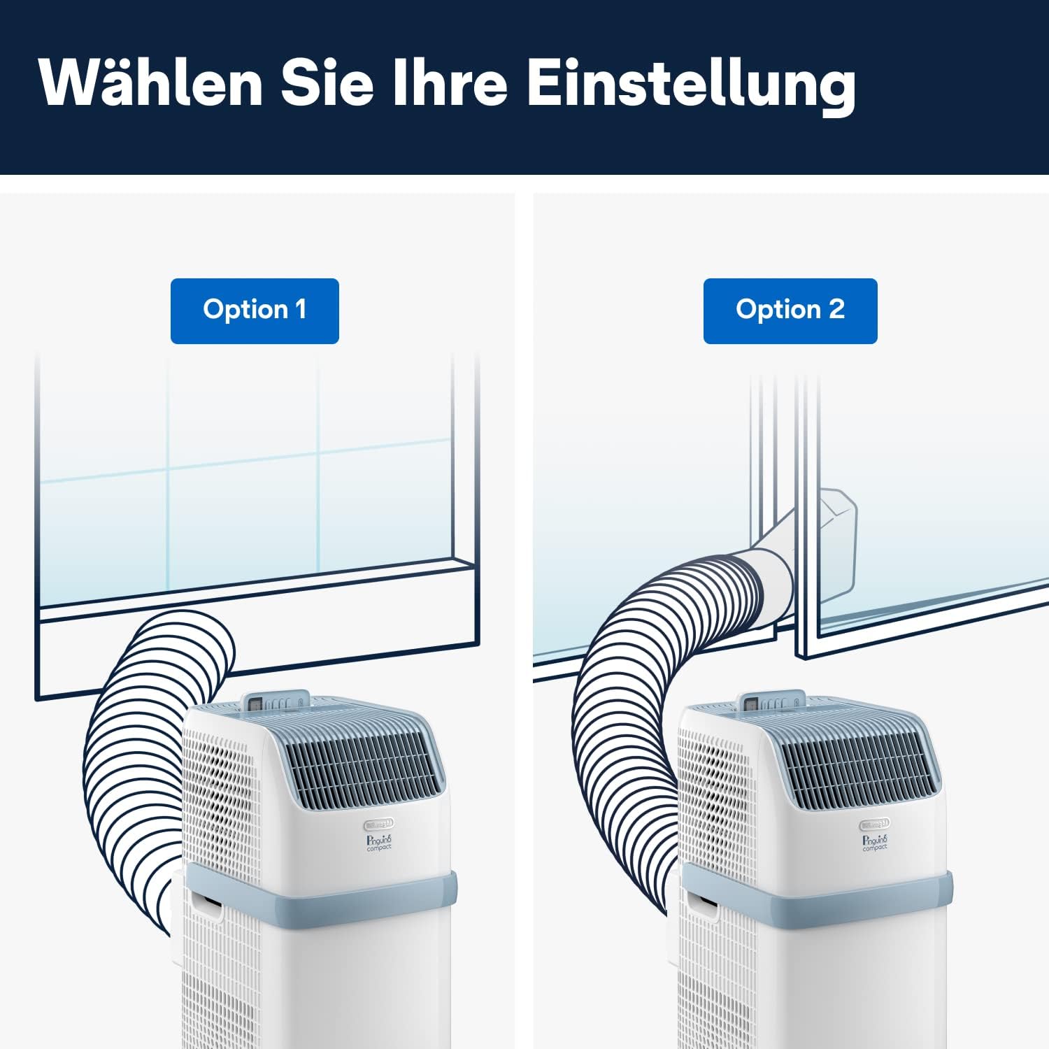 De'Longhi Pinguino PAC EM82, Mobiele airconditioner voor ruimtes tot 80 m, 9.400 BTU, 2,4 kW, 63 dB, Ontvochtigingsfunctie, Energieklasse A, 24-uurs timer, Wit