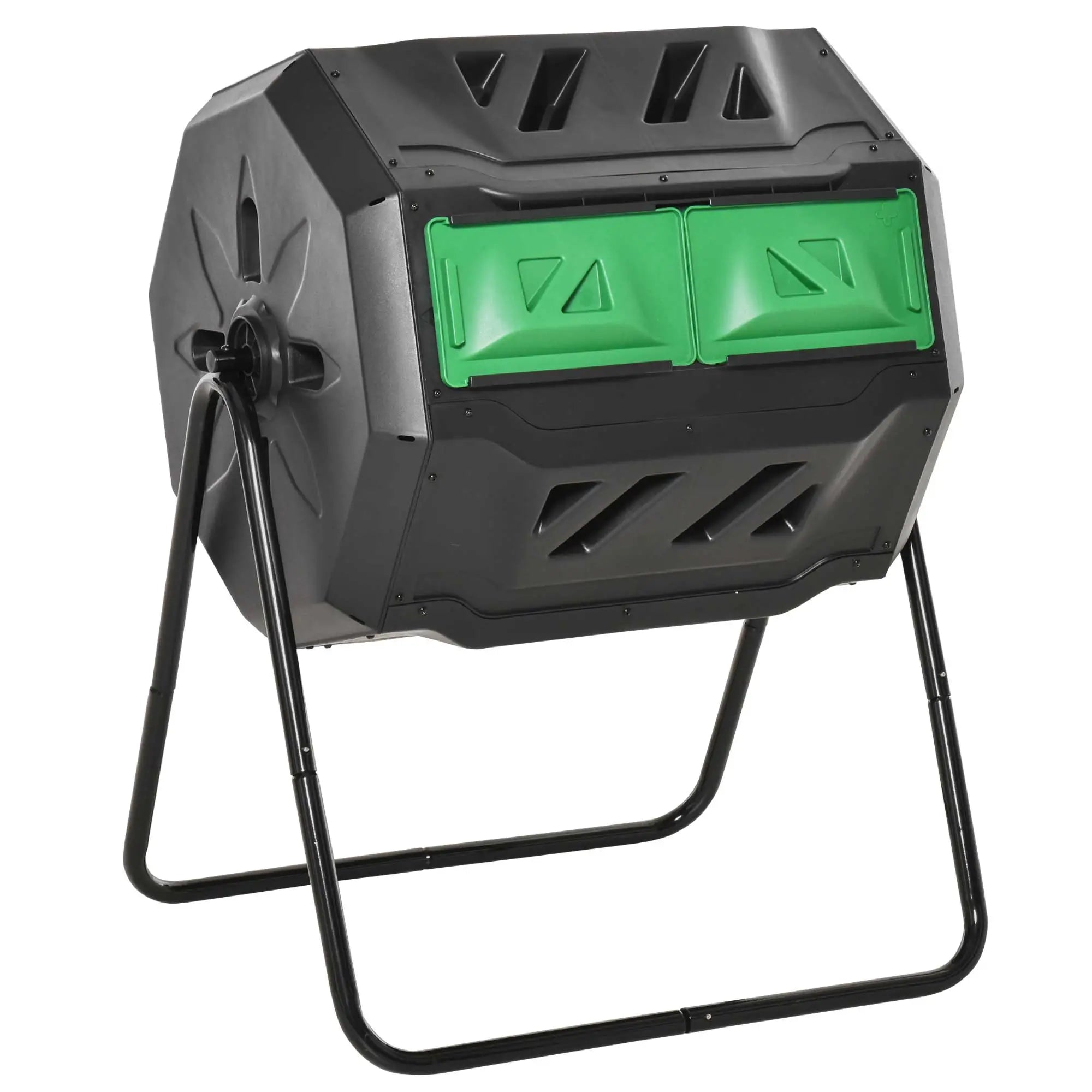 Outsunny Trommelcomposter met 2 kamers 360° draaibaar