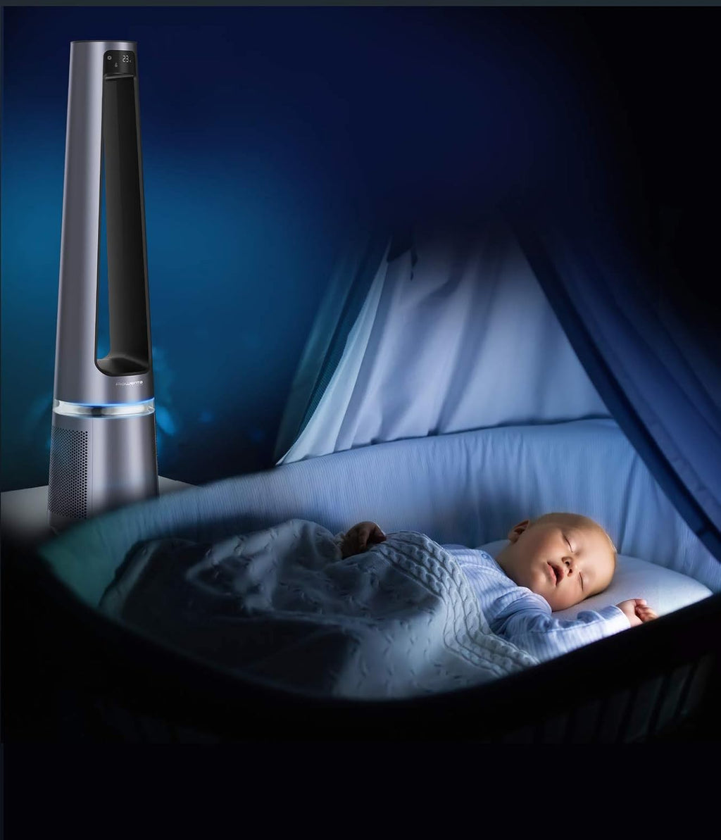 Rowenta QU5062 Eclipse 3-in-1 luchtreiniger | Heteluchtkachel | Ventilator | filtert 99,9% van de deeltjes | voor ruimtes tot 30 m2 | snelle verwarming tot 35°C | automatische dag- en nachtmodus | Zwart/Grijs