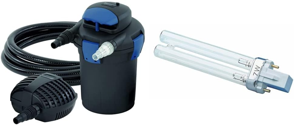 OASE 50499 Drukfilter BioPress Set 4000, vijverfilter filterset voor effectieve en snelle algenbestrijding, complete set incl. filterpomp en UVC-reiniger